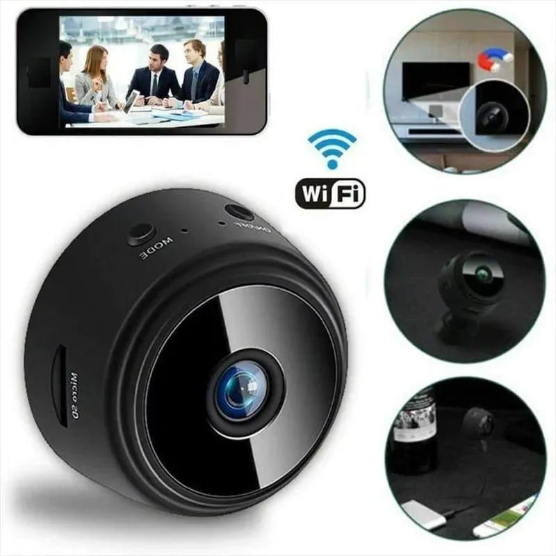 Wireless Mini Home Security Camera Black ABS
